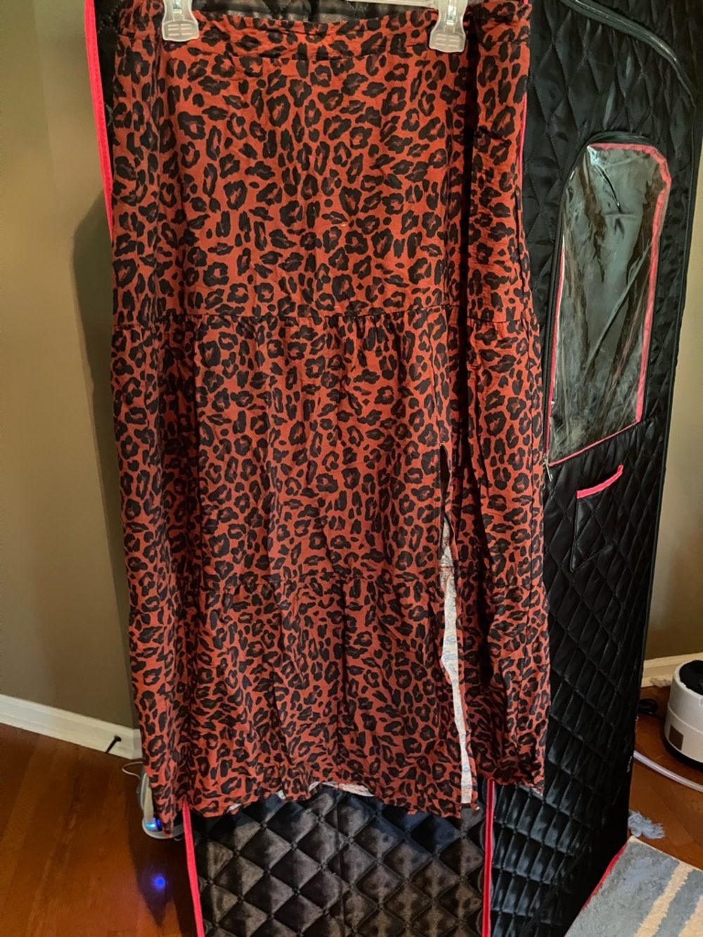 Nine West Orange and Black Leopard Print Maxi Skirt